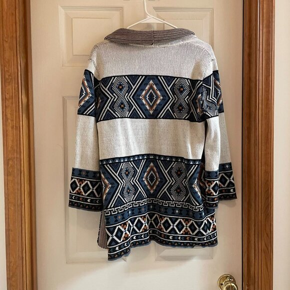Forever 21 Boho Southwestern Aztec Open Cardigan Sweater Size M (7-9) - Picture 7 of 14